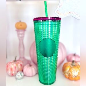 Starbucks Green and Pink Grid Cold Cup